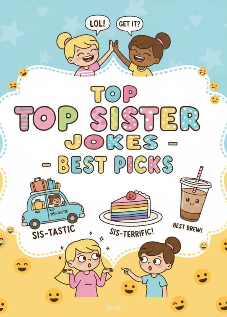 A collection of top sister jokes, featuring the best picks with witty humor, clever wordplay, and playful, lighthearted laughs for readers