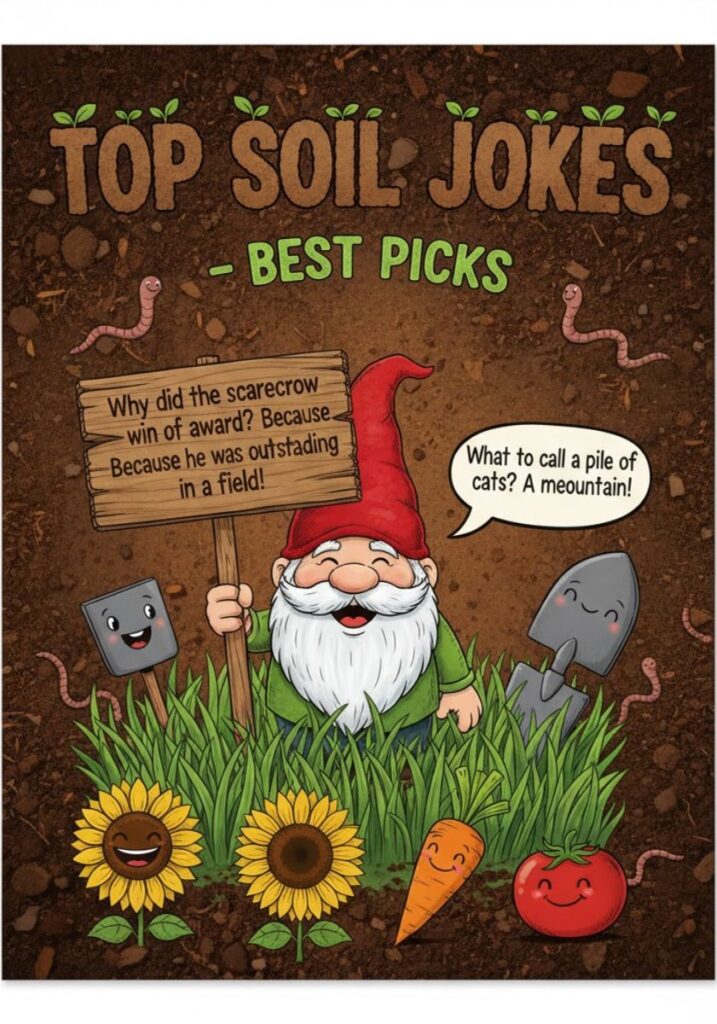 Top soil jokes and puns collection featuring the best funny one-liners about dirt, gardening, and nature for plant enthusiasts."