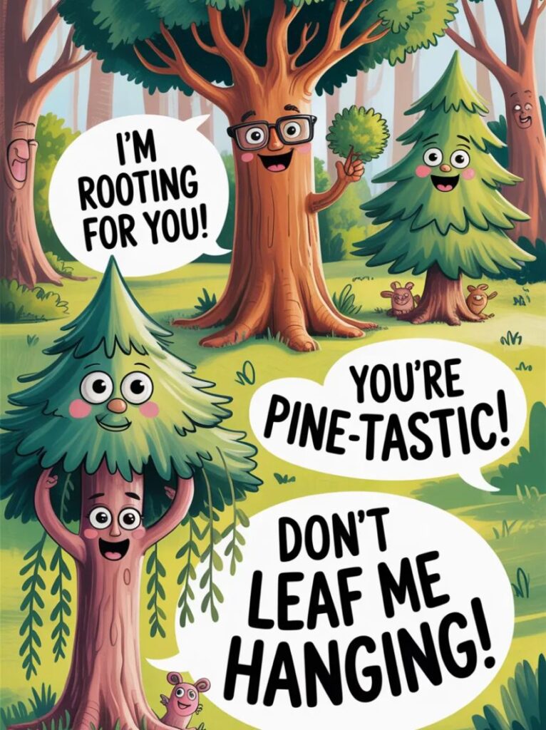 Tree puns that’ll make you laugh, smile, and branch out with fun and clever wordplay.