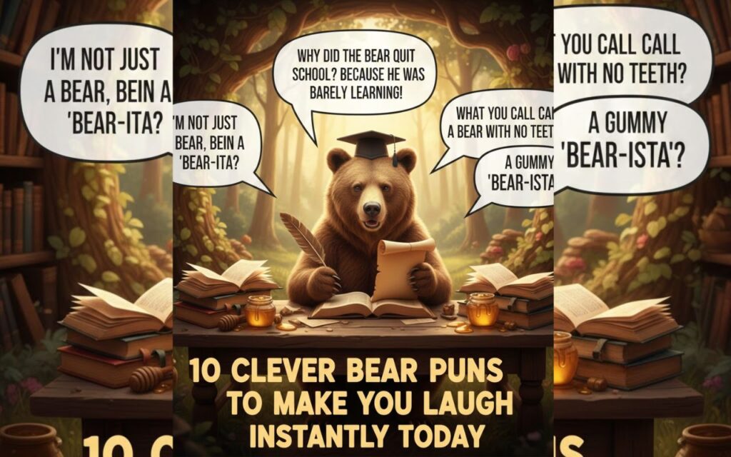 Ten clever bear puns packed with quick, playful humor designed to make you laugh instantly—perfect for captions, messages, and fun everyday giggles.”