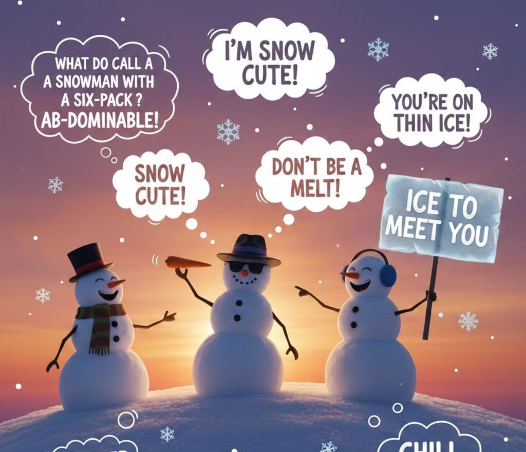 250 coolest snowman puns for captions, jokes, and winter fun—clever, funny, and playful wordplay perfect for social media posts, cards, and snowy seasonal humor.”