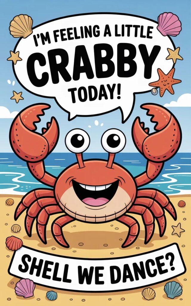 Laugh out loud with 340+ funny crab puns, jokes, and one-liners that’ll make waves of laughter!