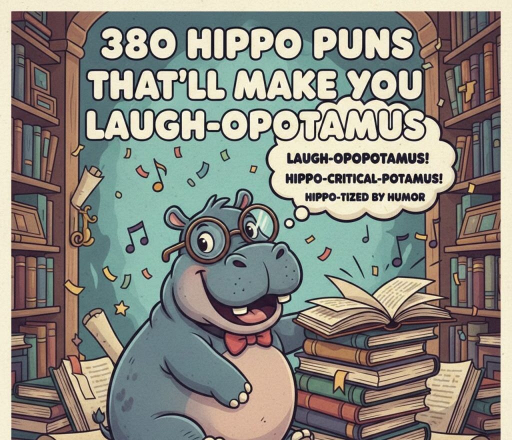 380 hippo puns that’ll make you laugh-opotamus—clever, funny, and playful wordplay perfect for captions, jokes, social media posts, and lighthearted animal humor.”