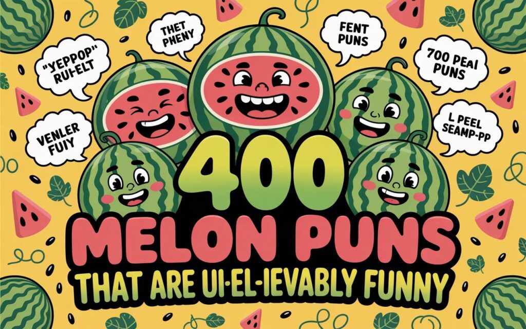 400 melon puns that are un-peel-ievably funny—clever, playful wordplay perfect for captions, jokes, social media posts, and fruity laughs.”