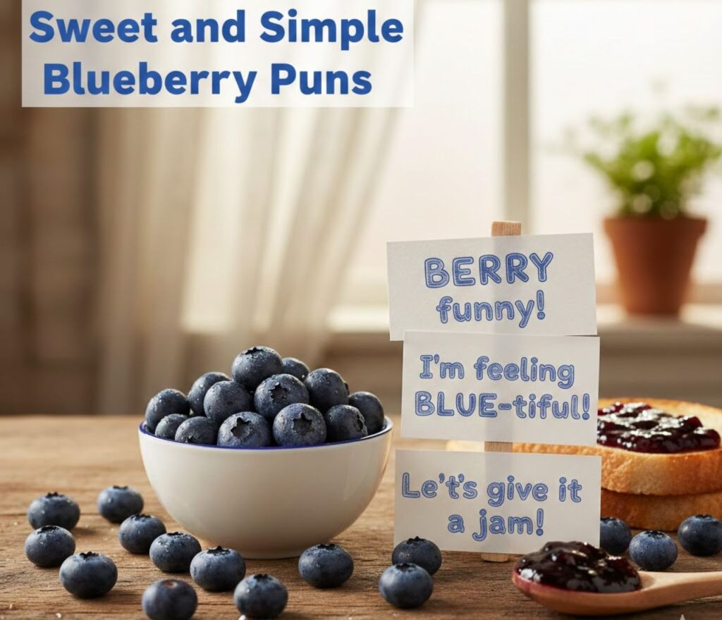 Sweet and simple blueberry puns—cute, clever, and playful wordplay perfect for captions, jokes, and lighthearted fruit-themed fun