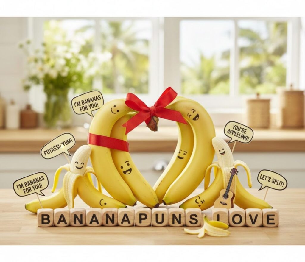 Collection of love-themed banana puns.