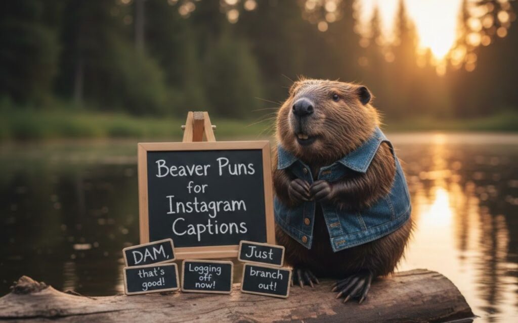 “Beaver puns for Instagram captions—funny, clever, and playful wordplay perfect for social media posts, animal lovers, and lighthearted humor.