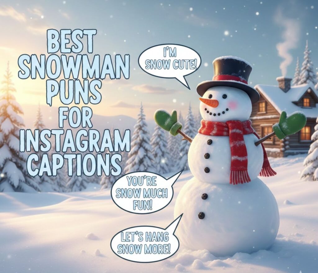 Best snowman puns for Instagram captions—funny, clever, and playful wordplay perfect for winter-themed posts, photos, and lighthearted social media humor.”