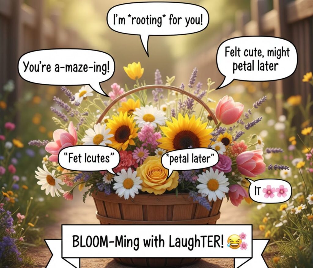 Cute and funny bloom flower puns, perfect for captions, posts, and sharing playful, charming, and clever wordplay with everyone."