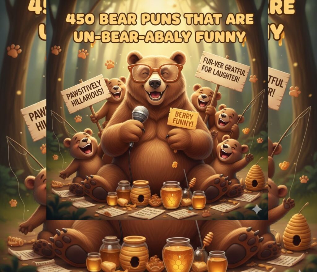 450 bear puns that are un-bear-ably funny—clever, playful, and hilarious wordplay perfect for captions, jokes, social media posts, and lighthearted animal humor.