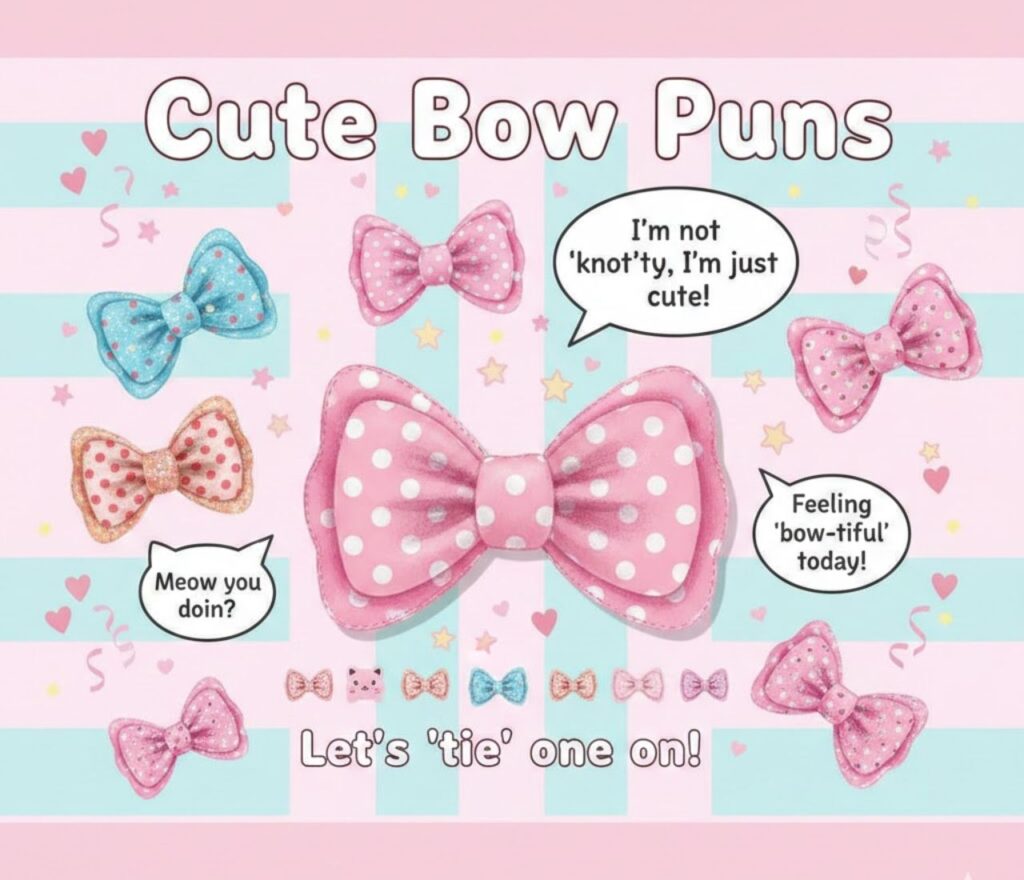 Cute bow puns full of charm and playfulness, perfect for captions, social posts, and spreading smiles with clever wordplay."