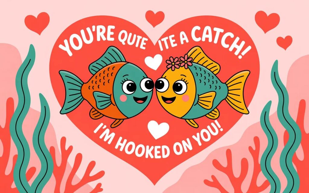Fish puns about love—playful, cute, and clever wordplay perfect for romantic or flirty messages.”