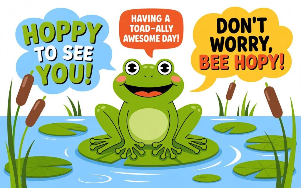 Frog puns for captions—fun, clever, and playful wordplay perfect for social media posts and lighthearted content.”