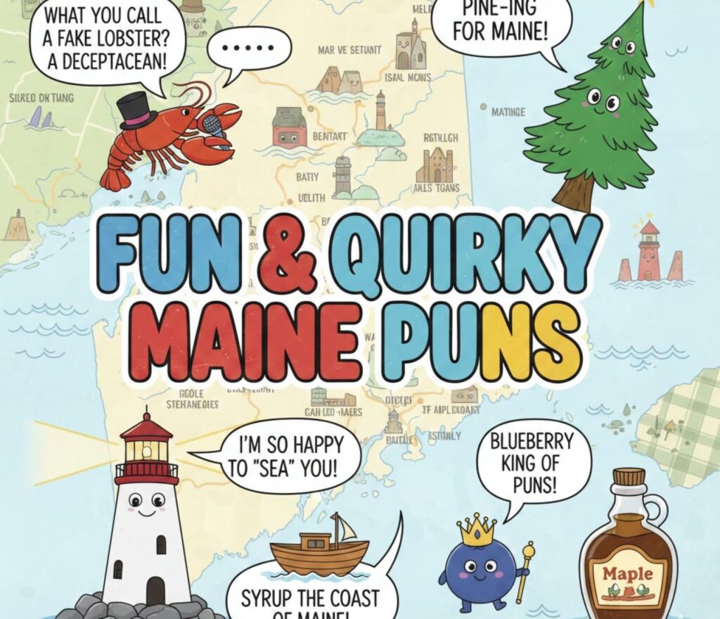 Fun, quirky Maine puns—playful, clever, and humorous wordplay perfect for captions, jokes, and lighthearted posts celebrating Maine’s charm