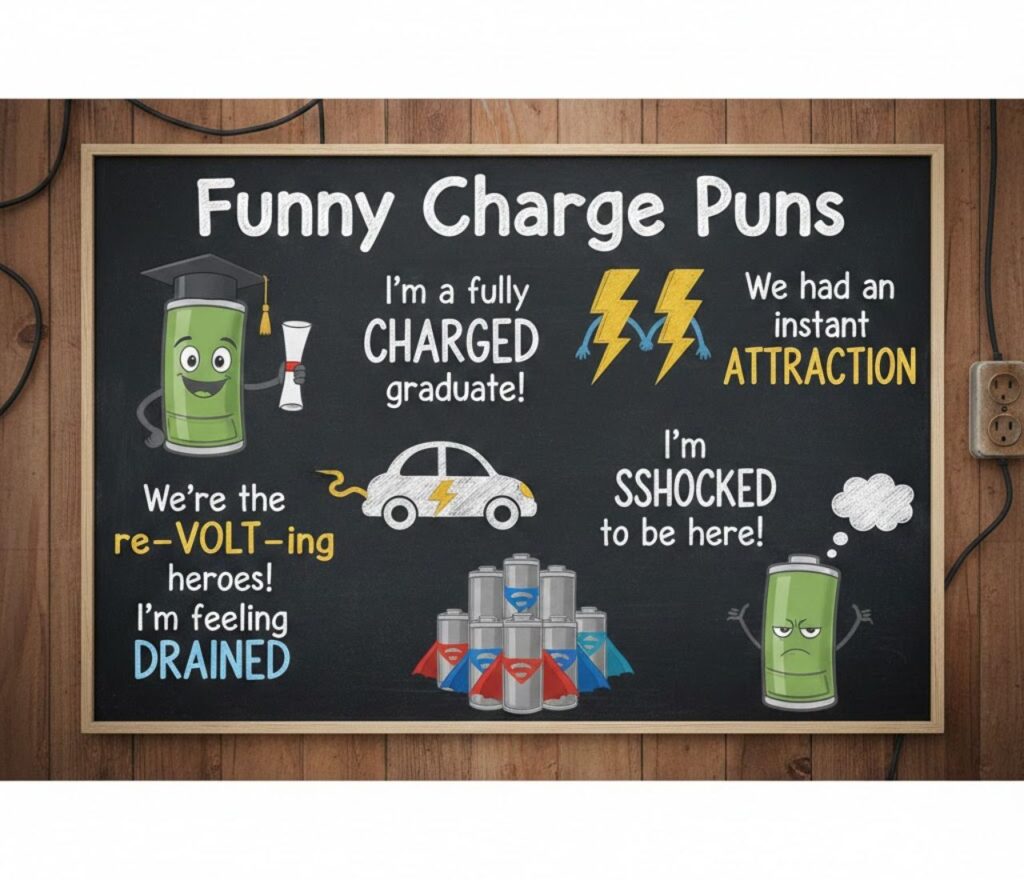 Funny charge puns—witty and playful wordplay guaranteed to spark laughs and brighten captions, jokes, and social media posts.”