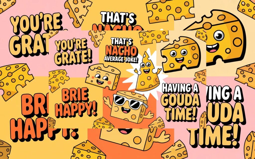 Funny cheese puns for Instagram captions—witty, playful wordplay perfect for posts that make people smile