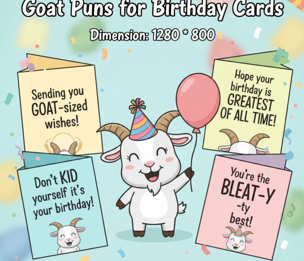 Goat puns for birthday cards—funny, clever, and playful wordplay perfect for sending laughs and lighthearted humor to friends and loved ones