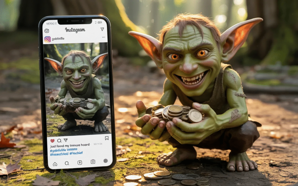 Goblin Instagram captions—funny, clever, and mischievous lines perfect for spooky or playful posts.”