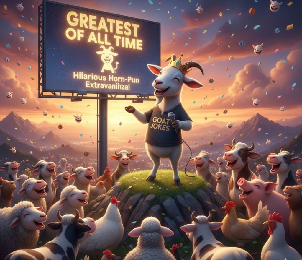 Greatest-of-all-time GOAT jokes—hilarious, clever, and playful humor perfect for captions, conversations, and sharing laugh-worthy animal wordplay.”