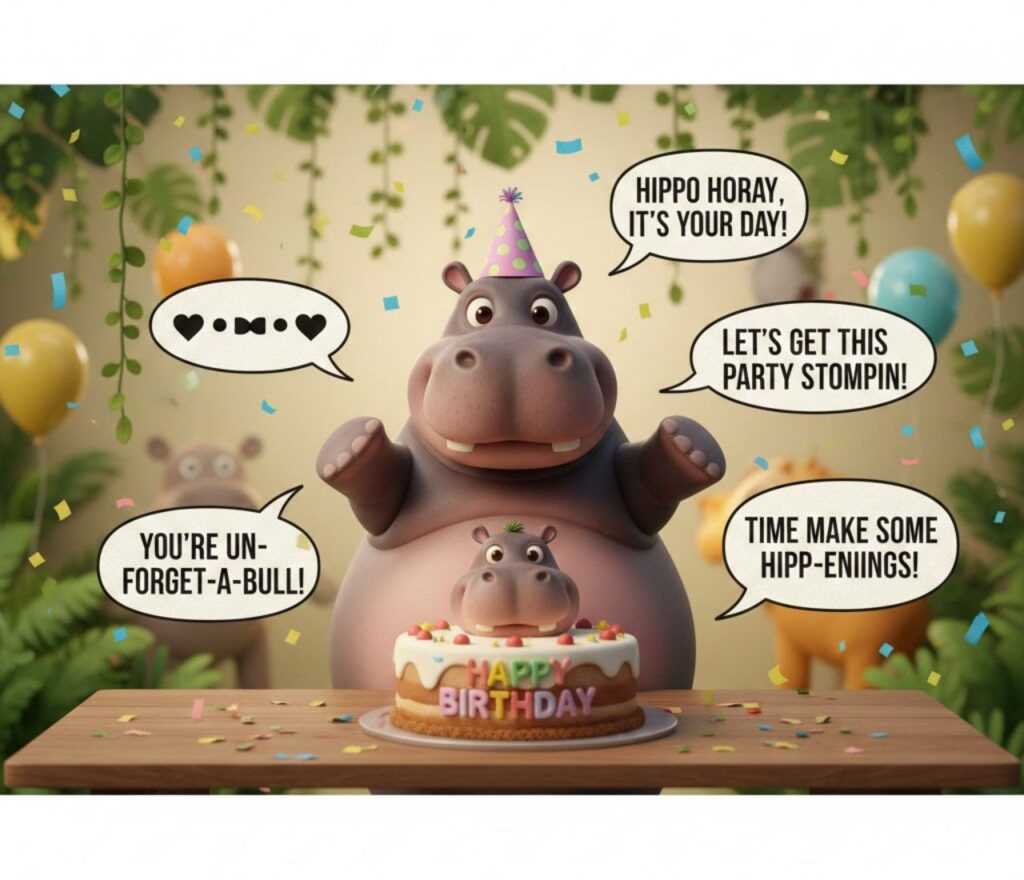 “Hippo birthday puns—fun, playful, and clever wordplay perfect for cards, captions, and celebrating birthdays with a splash of humor.”