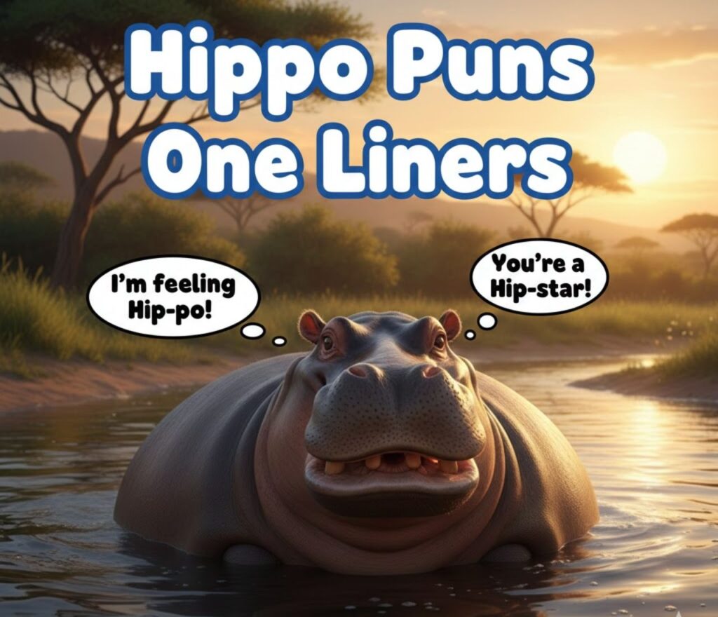 “Hippo puns one-liners—quick, clever, and funny wordplay perfect for captions, jokes, and lighthearted animal humor.”