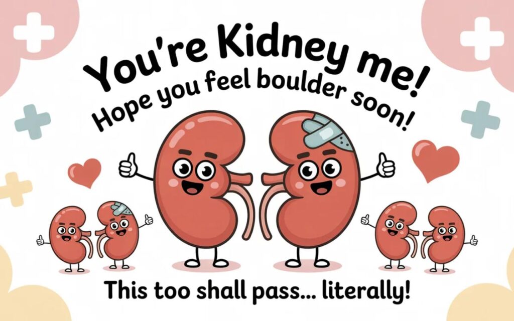 “Kidney stone puns for get-well messages—funny, lighthearted humor to lift spirits and bring a smile during recovery.”