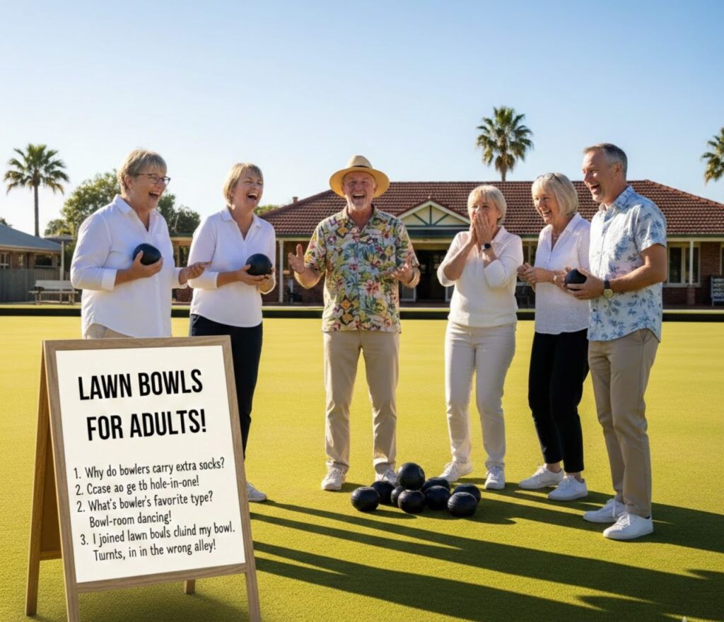 Lawn bowls jokes for adults—witty, clever, and playful wordplay perfect for captions, social media posts, and lighthearted adult humor.”
