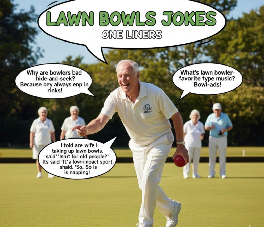 Lawn bowls jokes one-liners—quick, clever, and funny wordplay perfect for captions, social media posts, and lighthearted sports humor.”