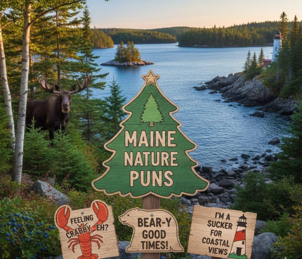 Maine nature puns—clever, playful, and funny wordplay perfect for captions, jokes, and posts celebrating the natural beauty of Maine.”