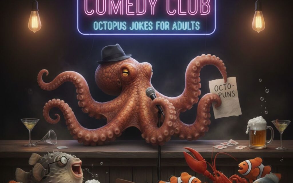 “Octopus jokes for adults—clever, witty ocean-themed humor with a playful twist, perfect for lighthearted conversations, captions, and grown-up laughs.”