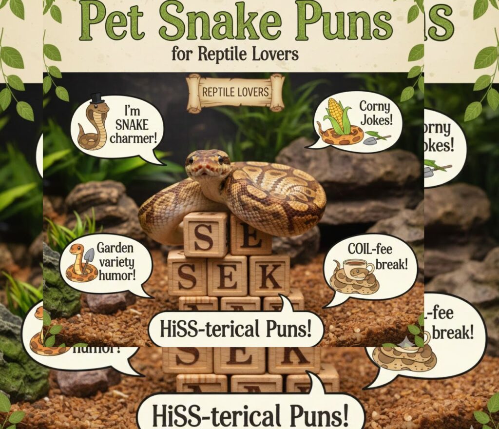 Pet snake puns for reptile lovers—clever, funny, and playful wordplay perfect for captions, jokes, and lighthearted messages for snake enthusiasts.”