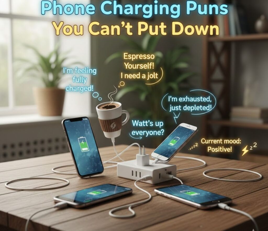 Phone charging puns you can’t put down—clever, funny, and playful wordplay perfect for captions, jokes, and tech-themed humor.”