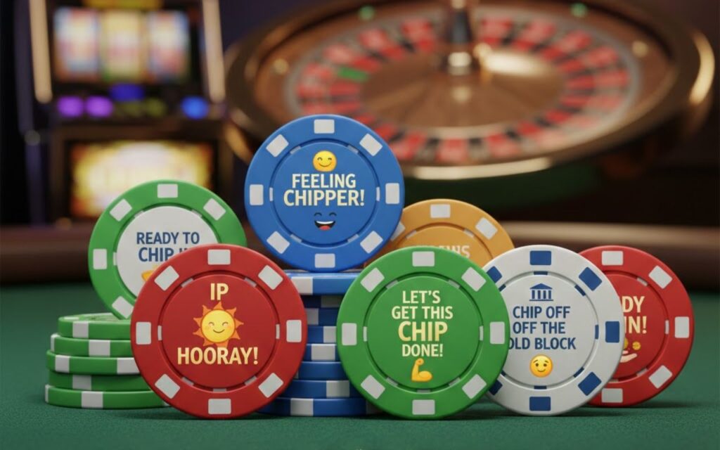 Poker chip puns for casino fans—clever, funny, and playful wordplay perfect for gambling enthusiasts, captions, and lighthearted casino humor.”