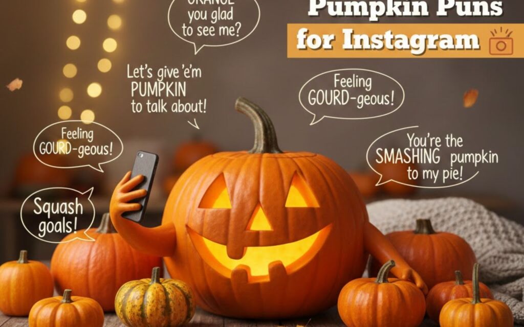 Pumpkin puns for Instagram—cute, funny, and clever fall-themed captions perfect for seasonal posts and autumn vibes.”