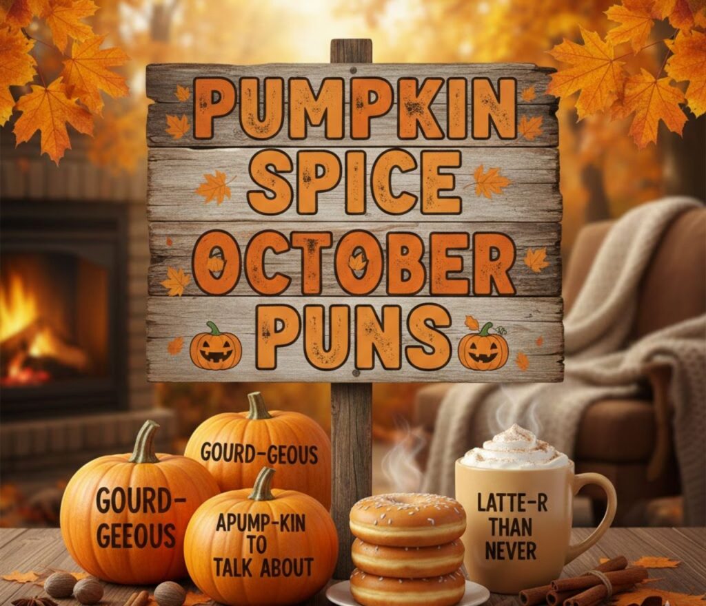 Pumpkin spice October puns—warm, cozy, and witty fall-themed wordplay perfect for captions, seasonal posts, and adding a flavorful autumn twist to your humor.