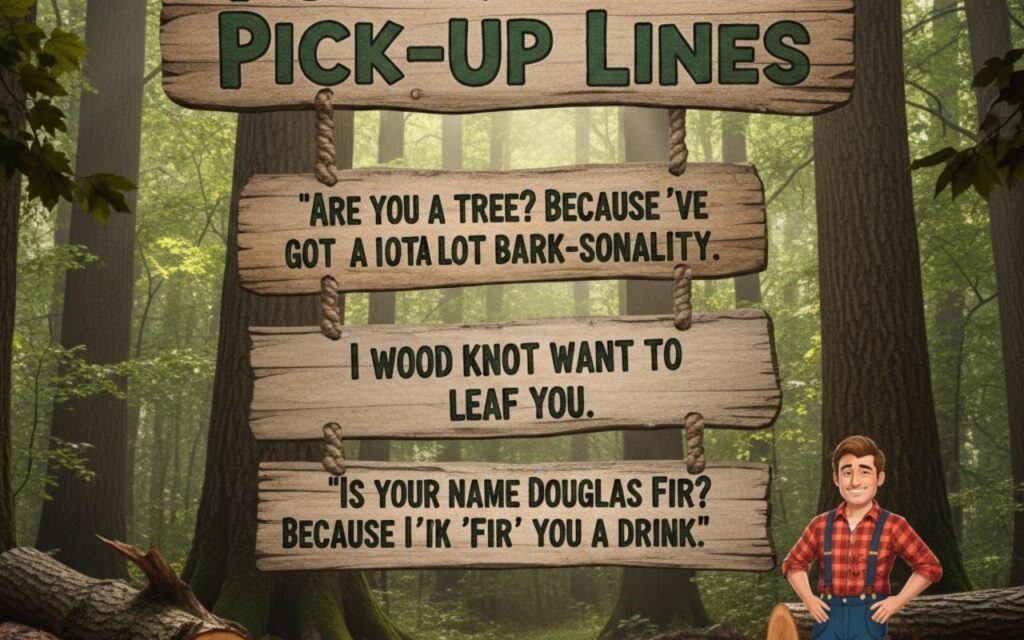 Punny wood pick-up lines—clever, flirty, and playful wordplay perfect for captions, messages, and lighthearted romantic humor