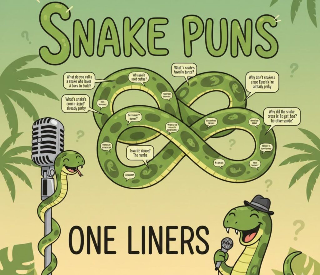 Snake puns one-liners—quick, clever, and funny wordplay perfect for captions, jokes, and lighthearted reptile-themed humor