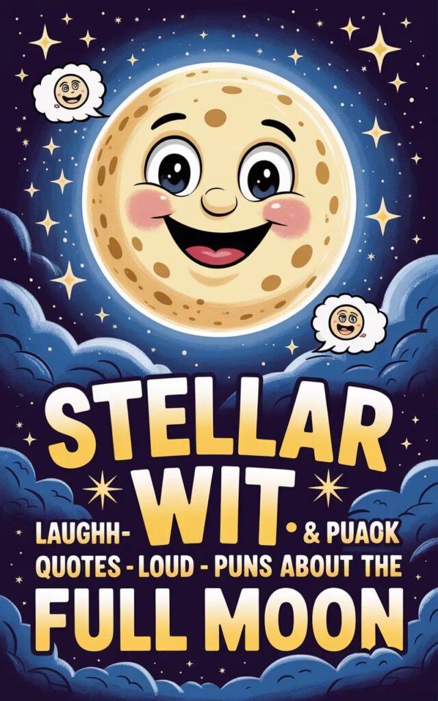 Shine bright with stellar wit—laugh-out-loud quotes and puns about the full moon that are out of this world!”