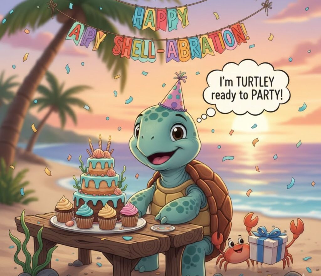 Turtle birthday puns—cute, funny, and playful wordplay perfect for cards, captions, and celebrating birthdays with a slow-and-steady sense of humor.”
