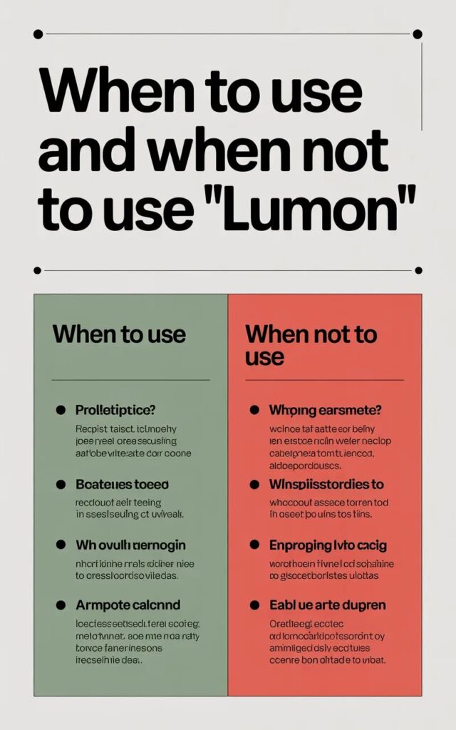 When to use—and when not to use—‘Lumon’: guidance on proper usage, context, and situations where the term fits or should be avoided.”