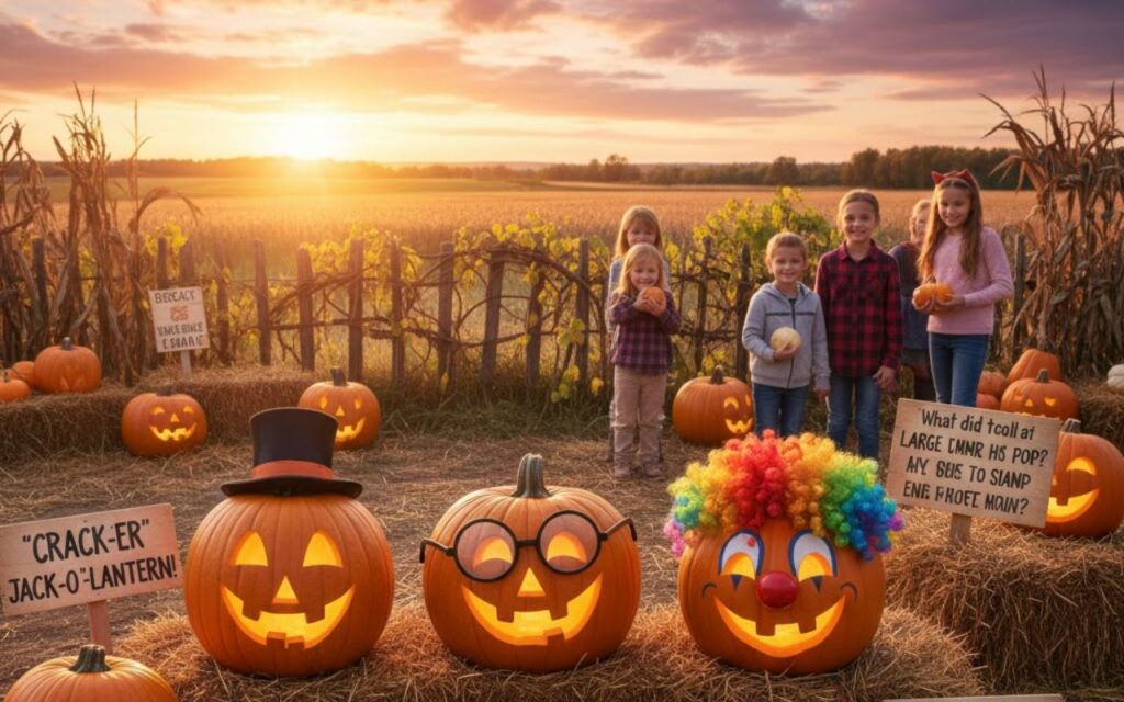 Funny pumpkin patch jokes—playful, silly fall humor perfect for captions, seasonal posts, and adding laughter to autumn adventures.