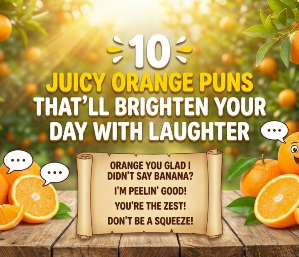 10 juicy orange puns that’ll brighten your day with laughter, full of clever, funny, and playful wordplay for captions and posts