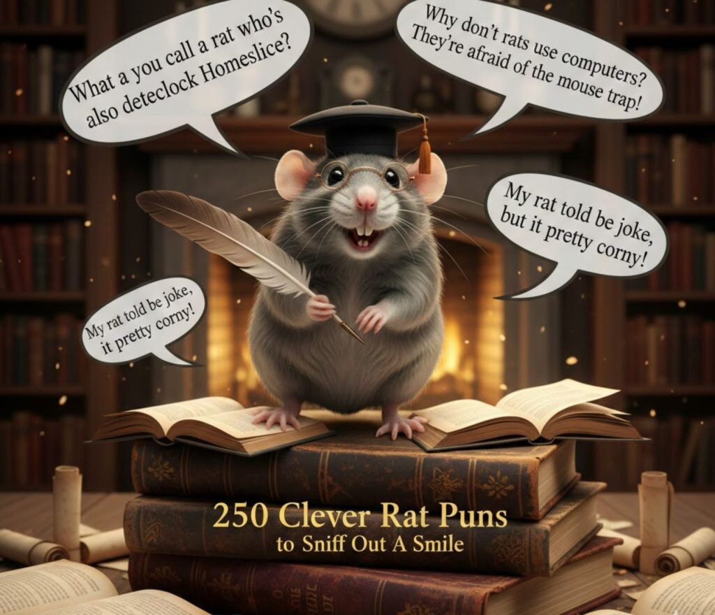 250 clever rat puns to sniff out a smile, full of funny, playful, and witty wordplay perfect for captions and posts."