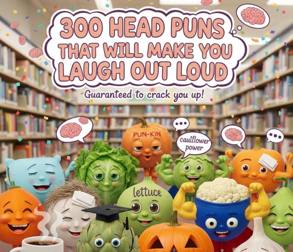 300 head puns that will make you laugh out loud, packed with clever, funny, and playful wordplay perfect for captions."