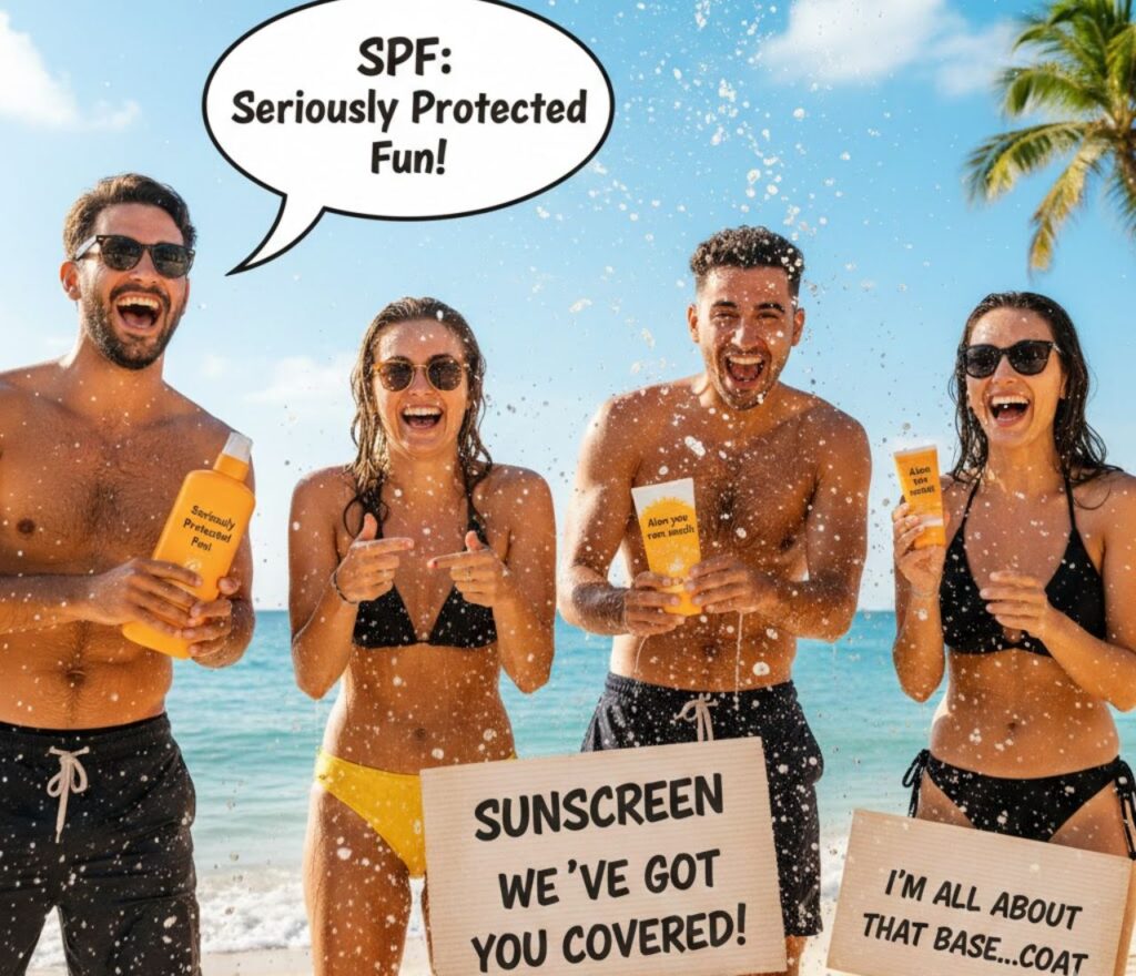 450 sunscreen puns that splash you into laughter, packed with sunny humor, clever wordplay, and beach-ready caption fun."