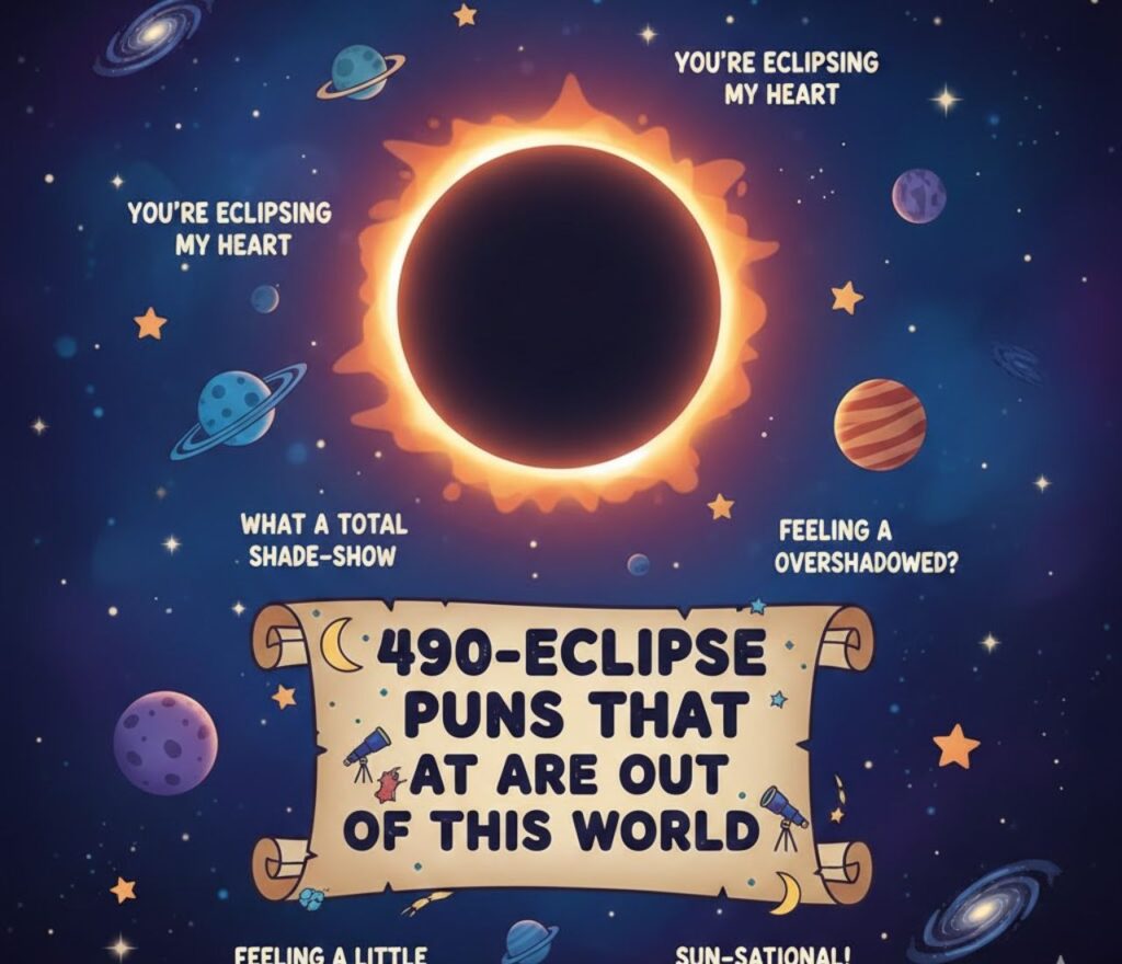 490 eclipse puns that are out of this world, packed with clever, funny, and cosmic wordplay perfect for captions and posts
