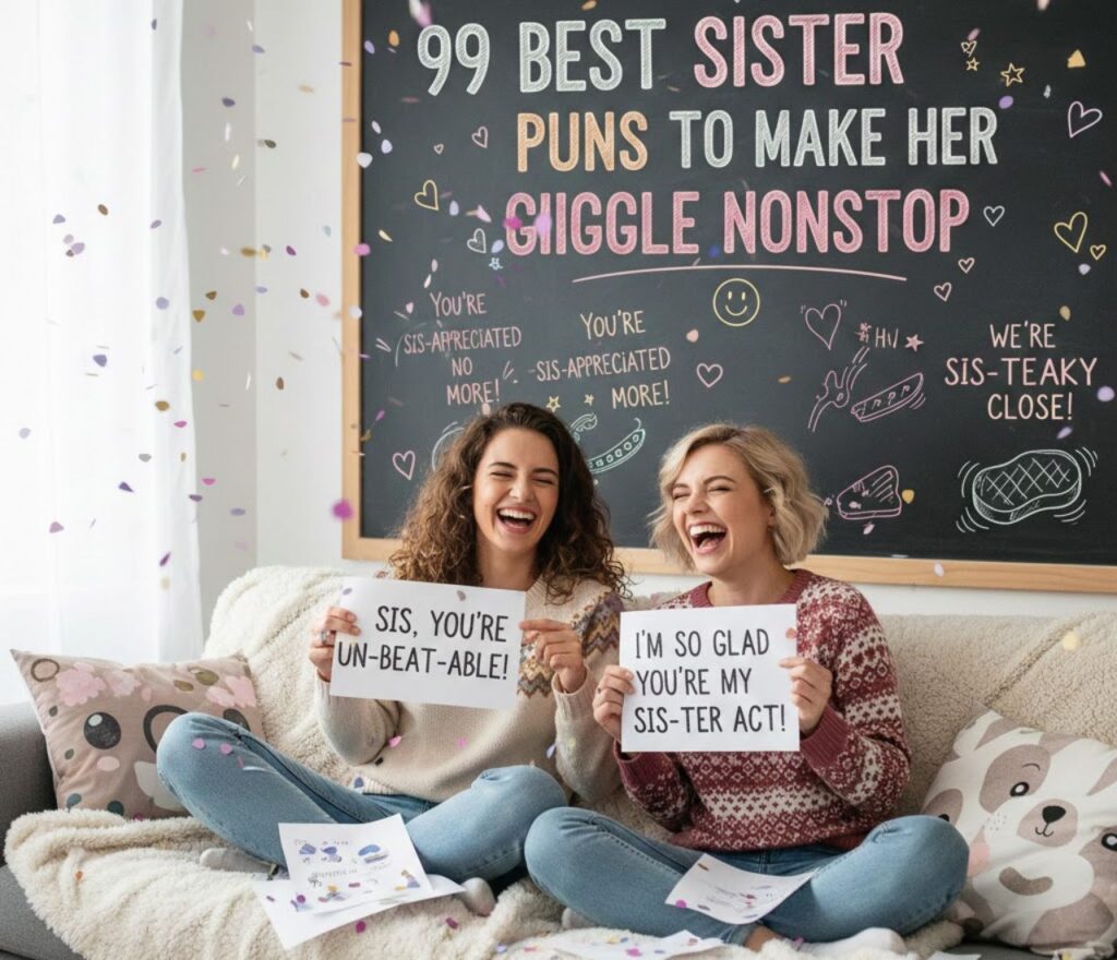 99 best sister puns to make her giggle nonstop, full of funny, clever, and playful wordplay perfect for captions and posts."