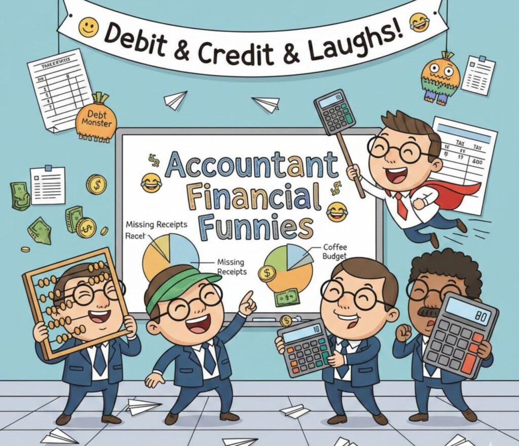 Accountant financial funnies packed with clever number-based humor and witty wordplay, perfect for captions, posts, and finance-themed laughs."