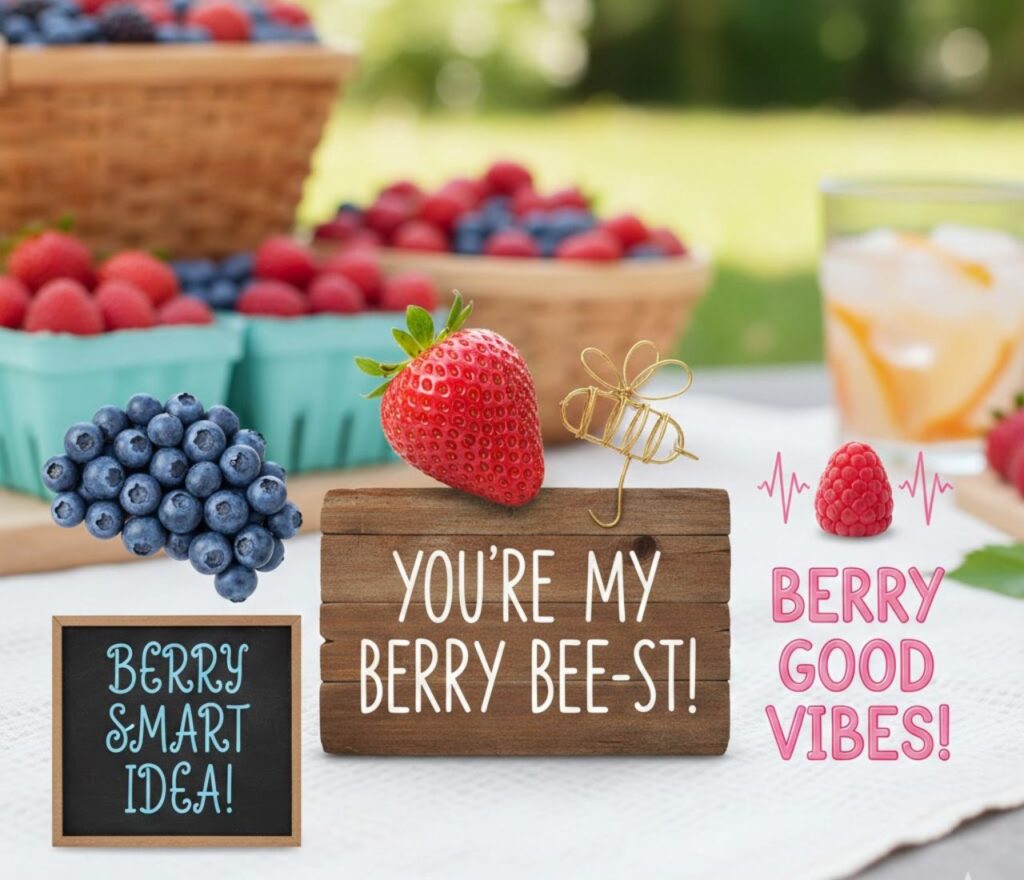 Berry puns for captions, full of clever, funny, and fruity wordplay perfect for social posts, photos, and lighthearted humor."