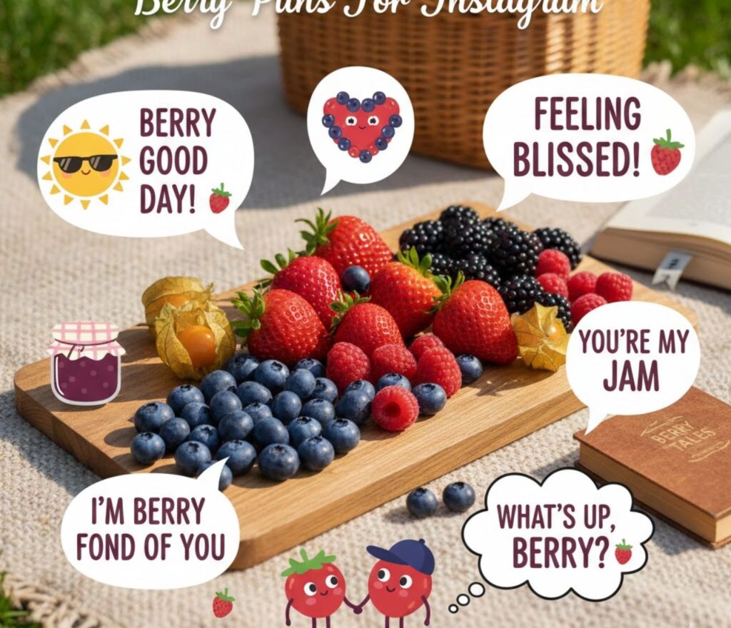 Berry puns for Instagram, packed with clever, funny, and fruity wordplay perfect for captions, posts, stories, and social media fun."